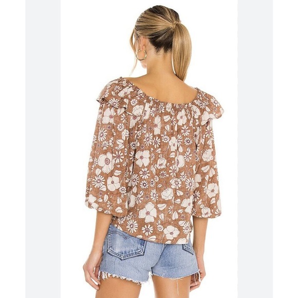 Free People Miss Daisy Printed Top in Vintage Combo XS Long Sleeve Off Shoulder - Picture 2 of 16